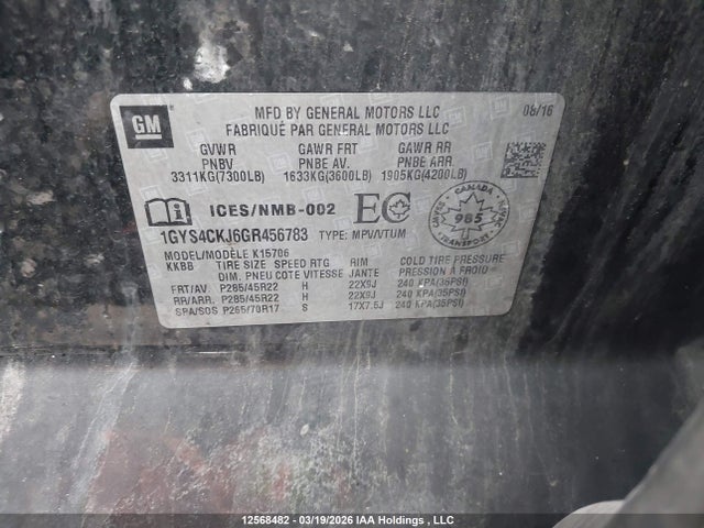 Aukcja sprzedaży 2016 Cadillac Escalade, vin: 1GYS4CKJ6GR456783, numer aukcji: 12568482