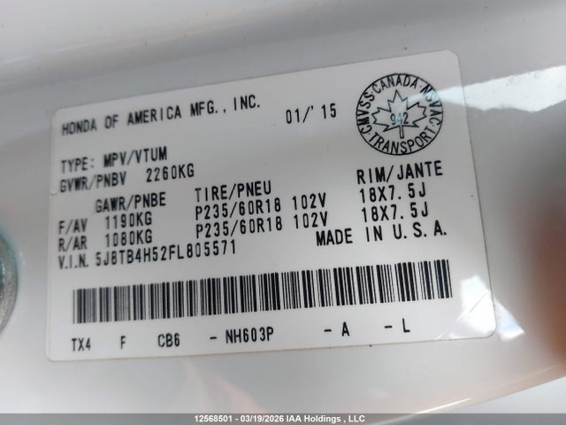 5J8TB4H52FL805571 Acura Rdx Tech Package