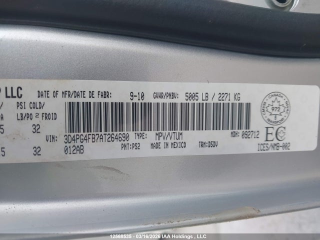 Продажа на аукционе авто 2010 Dodge Journey Se, vin: 3D4PG4FB7AT264690, номер лота: 12568535