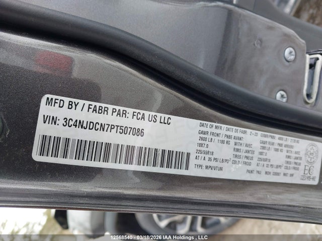 Aukcja sprzedaży 2023 Jeep Compass Limited, vin: 3C4NJDCN7PT507086, numer aukcji: 12568540