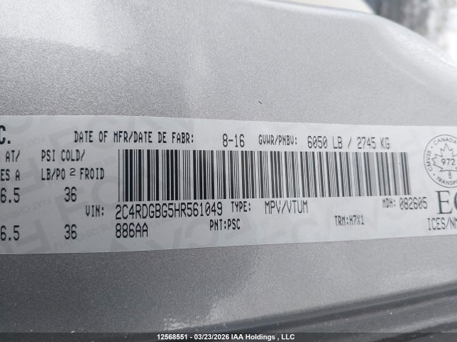 2C4RDGBG5HR561049 Dodge Grand Caravan Se