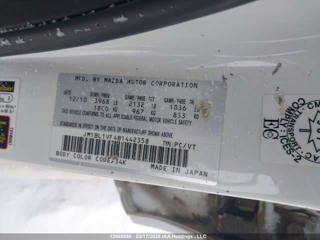 Aukcja sprzedaży 2011 Mazda Mazda3, vin: JM1BL1VF4B1442358, numer aukcji: 12568588
