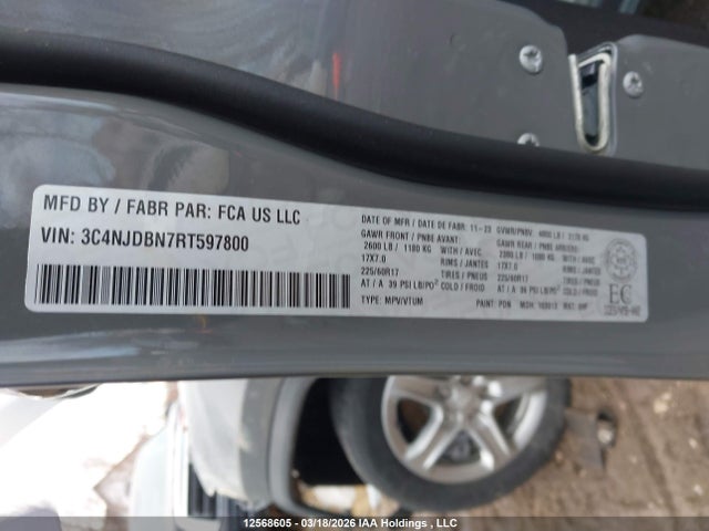 12568605 :رقم المزاد ، 3C4NJDBN7RT597800 vin ، 2024 Jeep Compass North مزاد بيع