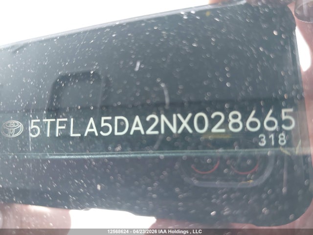 12568624 :رقم المزاد ، 5TFLA5DA2NX028665 vin ، 2022 Toyota Tundra Sr مزاد بيع