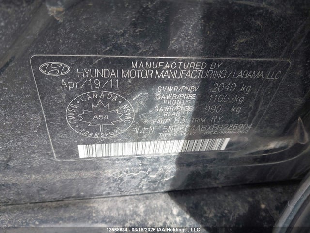 Продажа на аукционе авто 2011 Hyundai Sonata 2.0t Limited, vin: 5NPEC4ABXBH286904, номер лота: 12568634