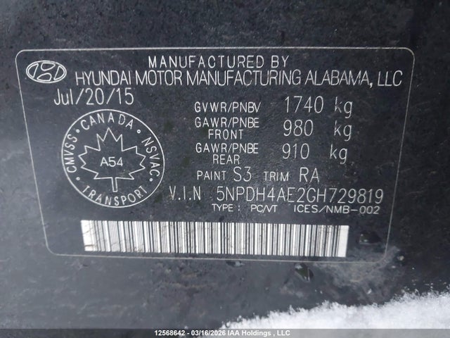 Продаж на аукціоні авто 2016 Hyundai Elantra Se/sport/limited, vin: 5NPDH4AE2GH729819, номер лоту: 12568642