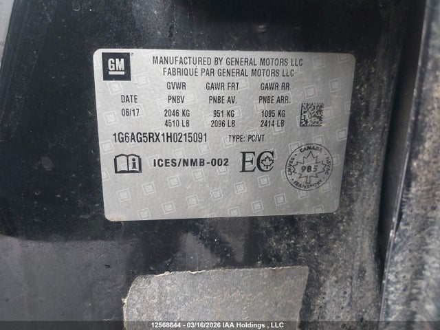 Продажа на аукционе авто 2017 Cadillac Ats, vin: 1G6AG5RX1H0215091, номер лота: 12568644