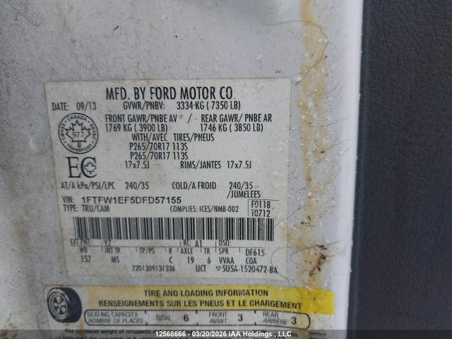 Продаж на аукціоні авто 2013 Ford F-150, vin: 1FTFW1EF5DFD57155, номер лоту: 12568666