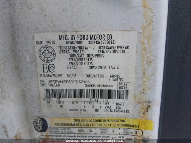Продаж на аукціоні авто 2013 Ford F-150, vin: 1FTFW1EF5DFD57155, номер лоту: 12568666