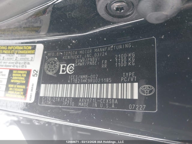 4T1B21HK9RU021185 Toyota Camry Xle/se