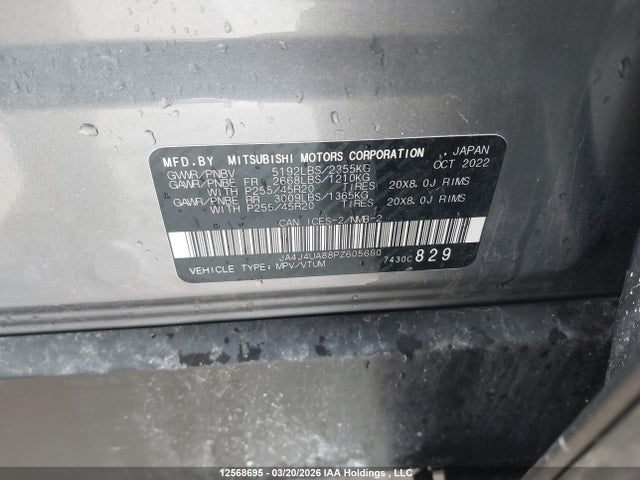 JA4J4UA88PZ605680 Mitsubishi Outlander Se/se Black Edition/se Technology/se Special