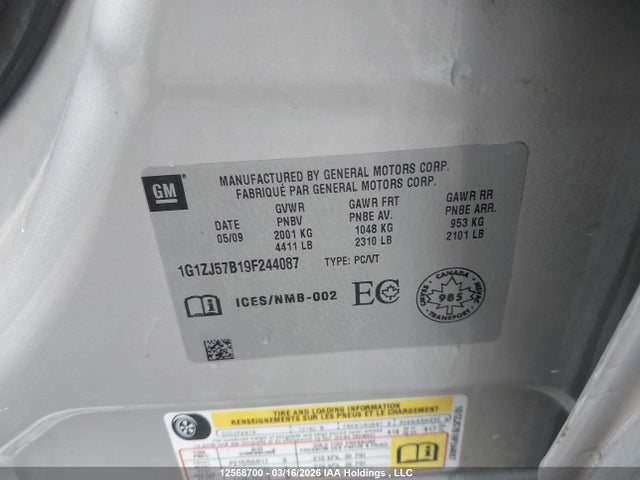 Продаж на аукціоні авто 2009 Chevrolet Malibu 2lt, vin: 1G1ZJ57B19F244087, номер лоту: 12568700