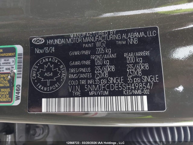 5NMJFCDE5SH498547 Hyundai Tucson Xrt