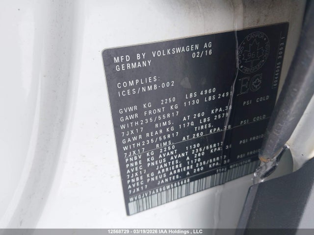 WVGJV7AX9GW585688 Volkswagen Tiguan