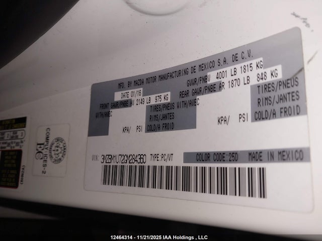 3MZBM1U72GM284360 Mazda Mazda3 G/gx