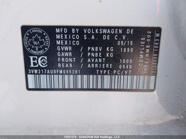 3VW217AU8FM095281 Volkswagen Golf 1.8 Tsi Comfortline/1.8 Tsi Highline/1.8 Tsi Trendline