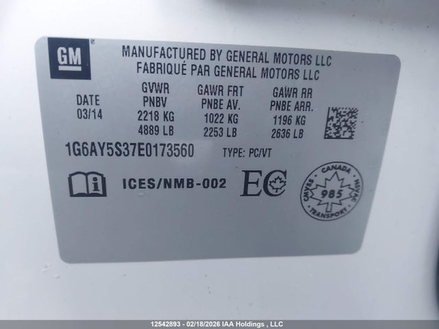 1G6AY5S37E0173560 Cadillac CTS