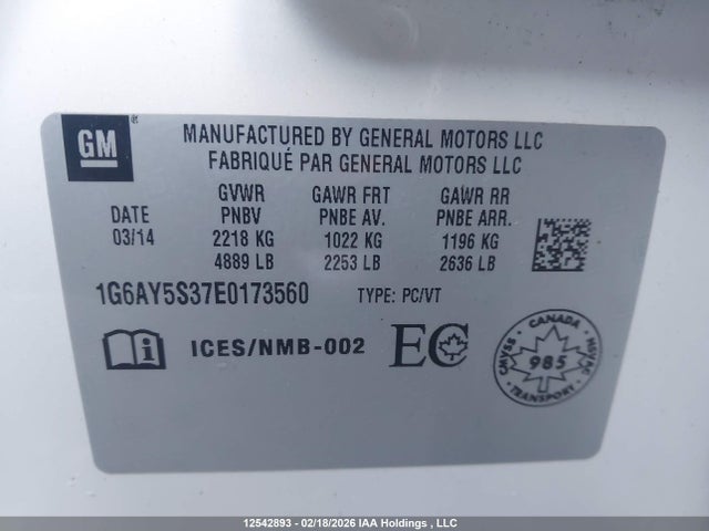 1G6AY5S37E0173560 Cadillac CTS