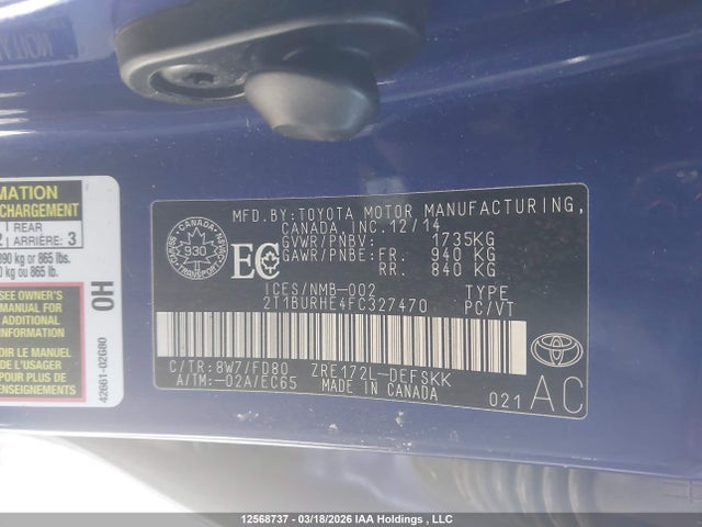 2T1BURHE4FC327470 Toyota Corolla