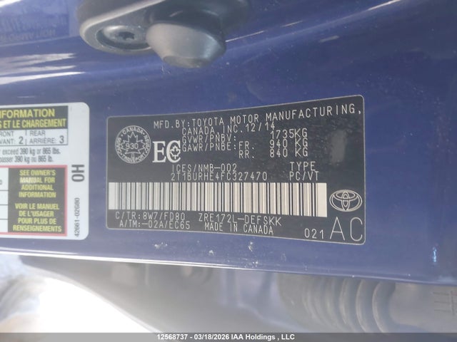 2T1BURHE4FC327470 Toyota Corolla