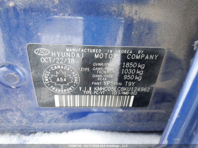 KMHC05LC8KU124962 Hyundai Ioniq