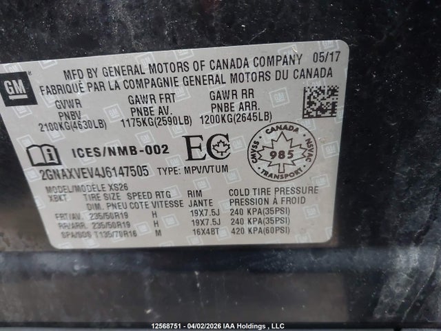 2GNAXVEV4J6147505 Chevrolet Equinox