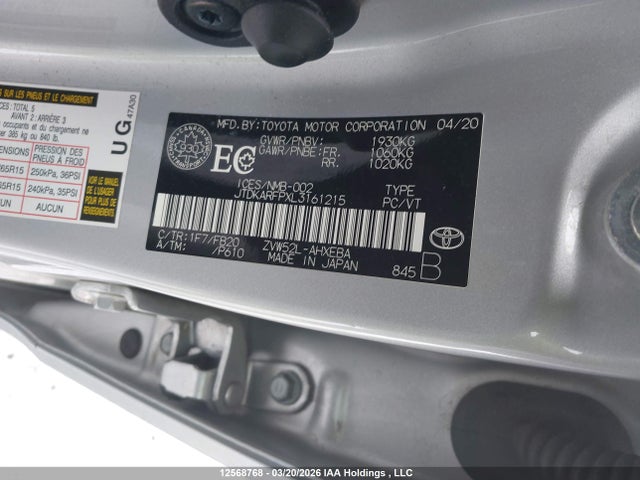 JTDKARFPXL3161215 Toyota Prius Prime Le/xle/limited