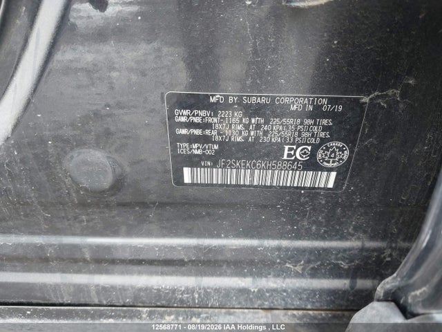 Aukcja sprzedaży 2019 Subaru Forester, vin: JF2SKEKC6KH588645, numer aukcji: 12568771