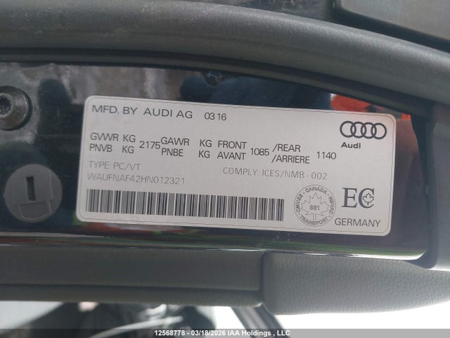 WAUFNAF42HN012321 Audi A4 Prestige
