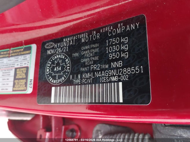 KMHLN4AG9NU288551 Hyundai Elantra Ultimate Ivt