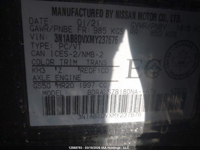 3N1AB8DVXMY237676 Nissan SENTRA SR