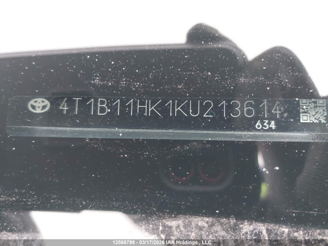 12568798 :رقم المزاد ، 4T1B11HK1KU213614 vin ، 2019 Toyota Camry Se مزاد بيع