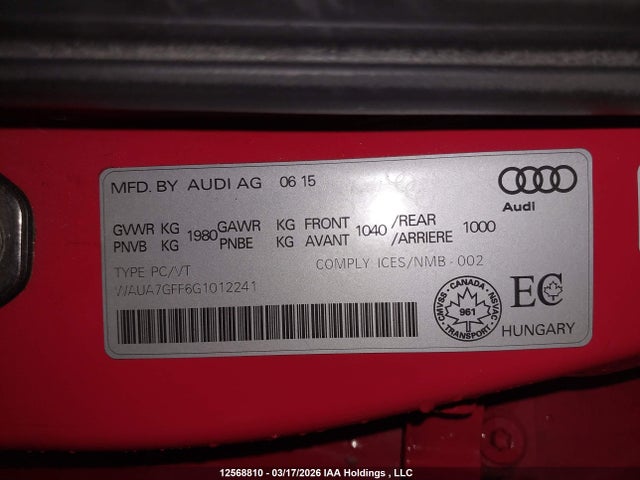 WAUA7GFF6G1012241 Audi A3