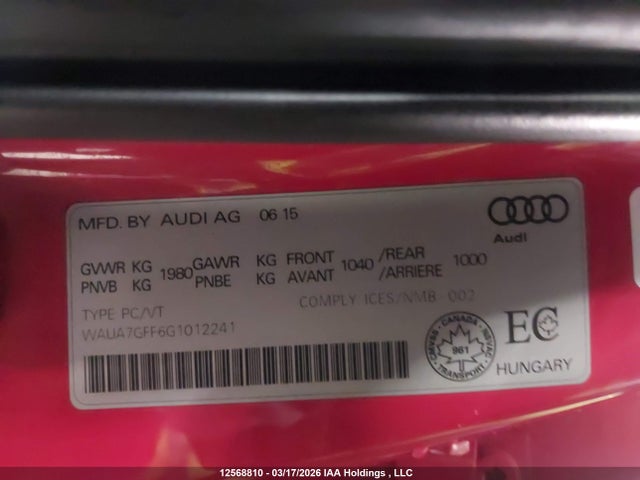 WAUA7GFF6G1012241 Audi A3
