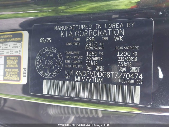 12568818 :رقم المزاد ، KNDPVDDG8T7270474 vin ، 2026 Kia Sportage Hev Ex/ex Premium مزاد بيع