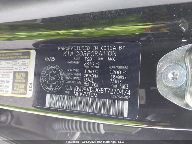 12568818 :رقم المزاد ، KNDPVDDG8T7270474 vin ، 2026 Kia Sportage Hev Ex/ex Premium مزاد بيع
