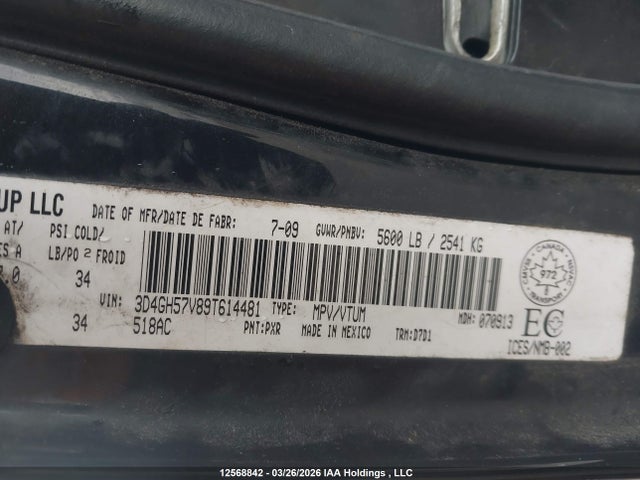 Aukcja sprzedaży 2009 Dodge Journey, vin: 3D4GH57V89T614481, numer aukcji: 12568842