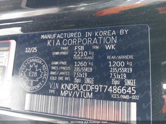 Aukcja sprzedaży 2026 Kia Sportage Lx, vin: KNDPUCDF9T7486645, numer aukcji: 12568854