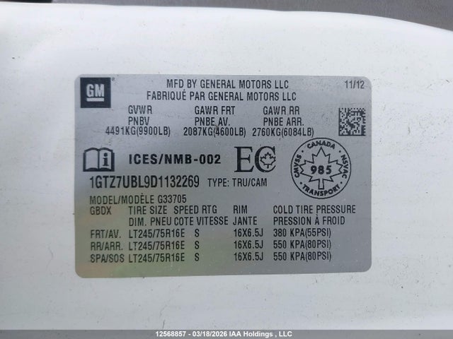 Продажа на аукционе авто 2013 Gmc Savana G3500, vin: 1GTZ7UBL9D1132269, номер лота: 12568857