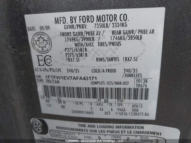 Aukcja sprzedaży 2010 Ford F150 Supercrew, vin: 1FTFW1EV7AFA43171, numer aukcji: 12568882