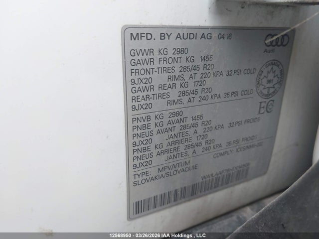 WA1LAAF76HD014505 Audi Q7 3.0t Progressiv