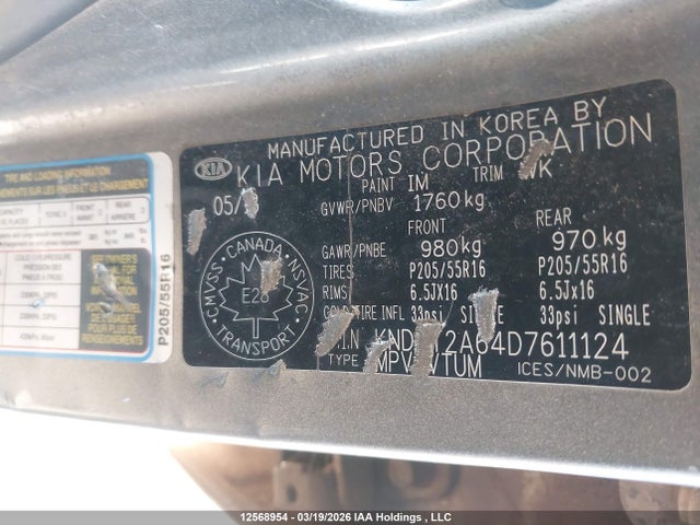 12568954 :رقم المزاد ، KNDJT2A64D7611124 vin ، 2013 Kia Soul 2.0l 2u/2.0l 4u/2.0l 4u Burner/2.0l 4u Luxury/2.0l 4u Retro مزاد بيع