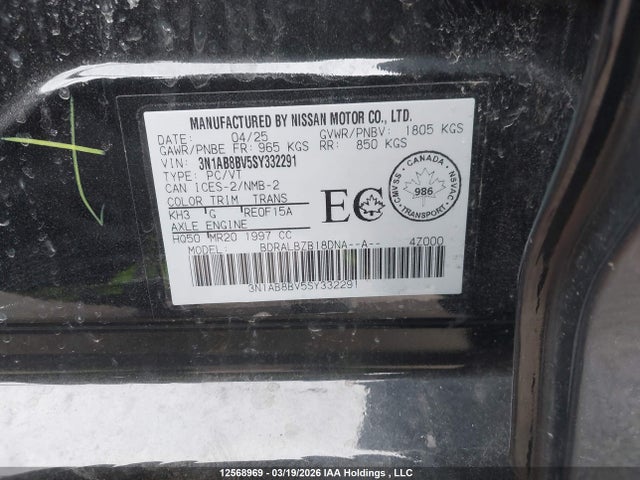3N1AB8BV5SY332291 Nissan Sentra S/s Plus