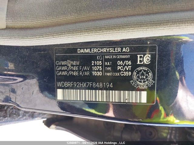 Продаж на аукціоні авто 2007 Mercedes-benz C 280 4mati, vin: WDBRF92HX7F848194, номер лоту: 12568971