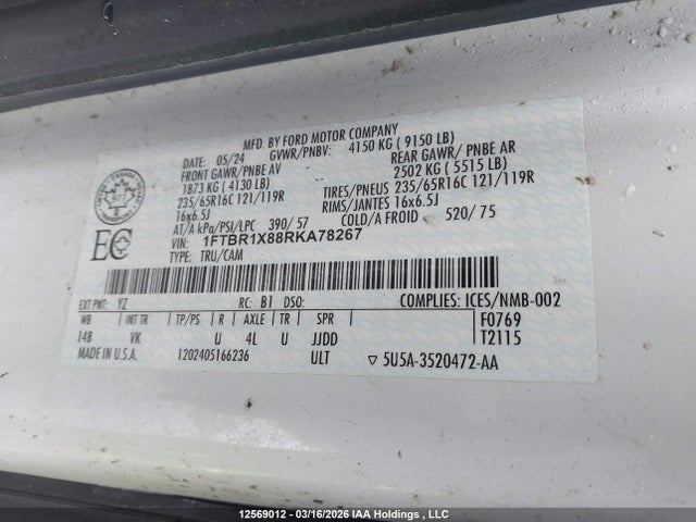 1FTBR1X88RKA78267 Ford Transit T-250