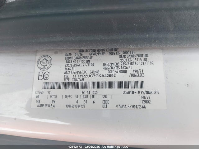1FTYR2UG7GKA42692 Ford Transit-250