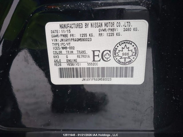 JN1AY1PR4GM590023 Infiniti Q70l 5.6