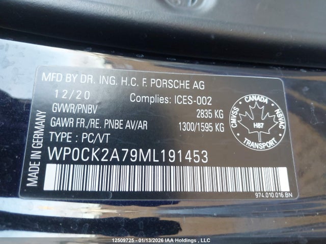 WP0CK2A79ML191453 Porsche Panamera E-hybrid Sport Turismo 4s