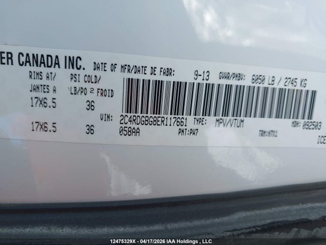 Продажа на аукционе авто 2014 Dodge Grand Caravan Se, vin: 2C4RDGBG8ER117661, номер лота: 12475329