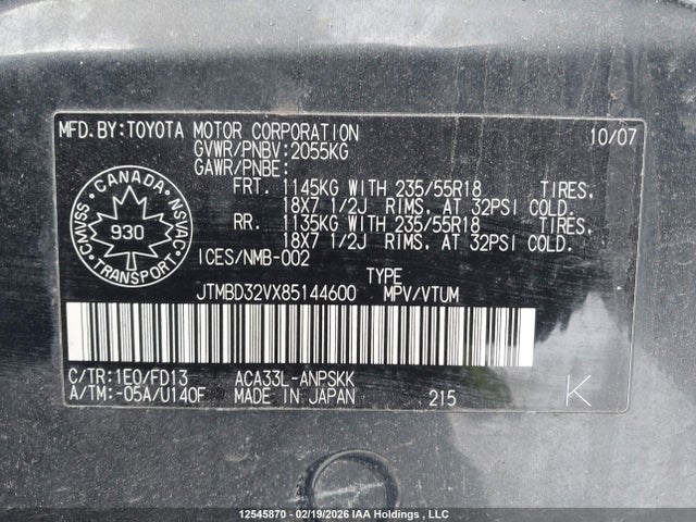 2008 Toyota Rav4 Sport მანქანა იყიდება აუქციონზე, vin: JTMBD32VX85144600, აუქციონის ნომერი: 12545870